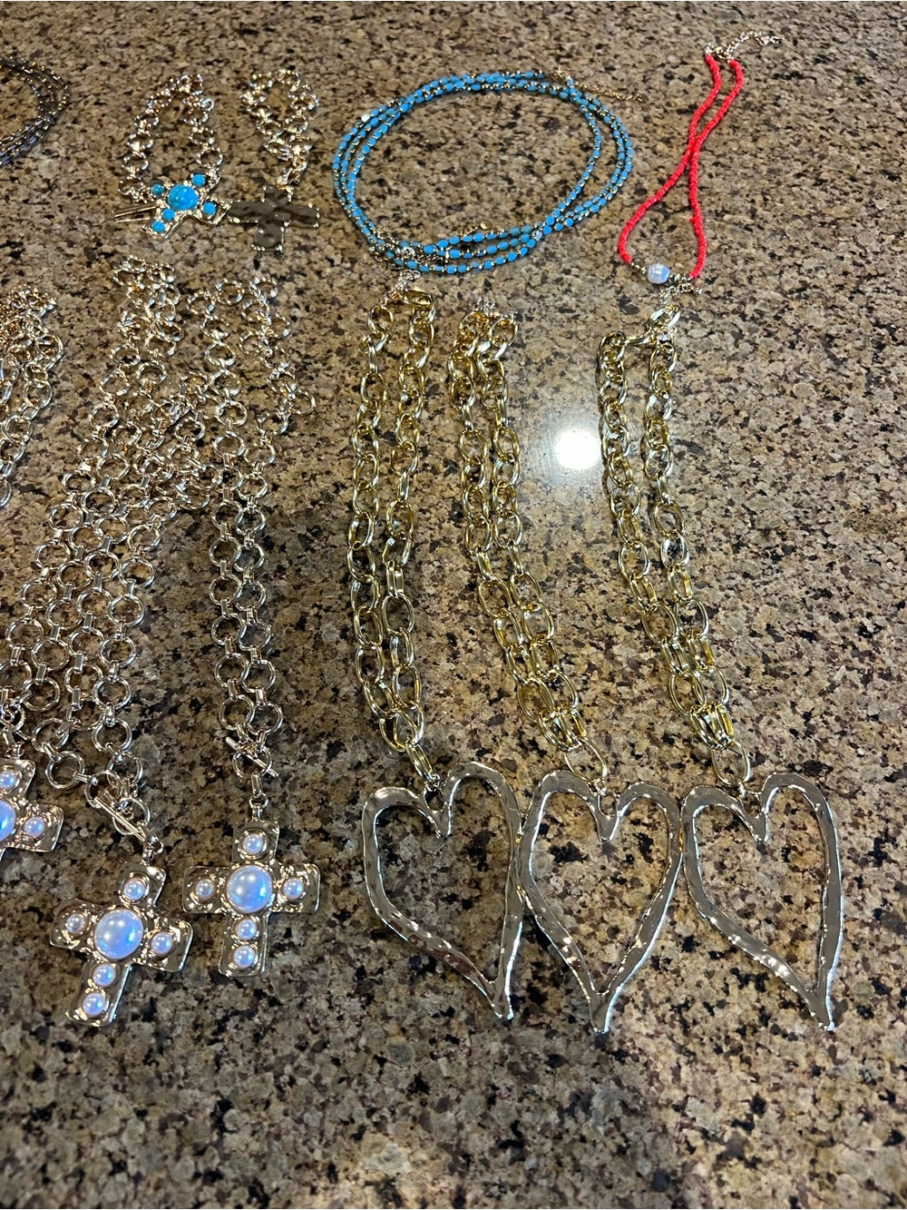 Lot of women’s costume gold jewelry Women Jewelry - Gold Chain, heart, cross